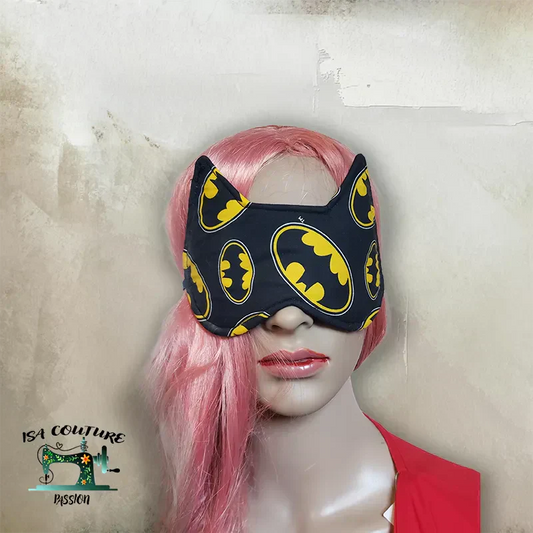 masque de sommeil Batman noir avec logo jaune, confortable et ajustable pour obscurité totale lors du sommeil