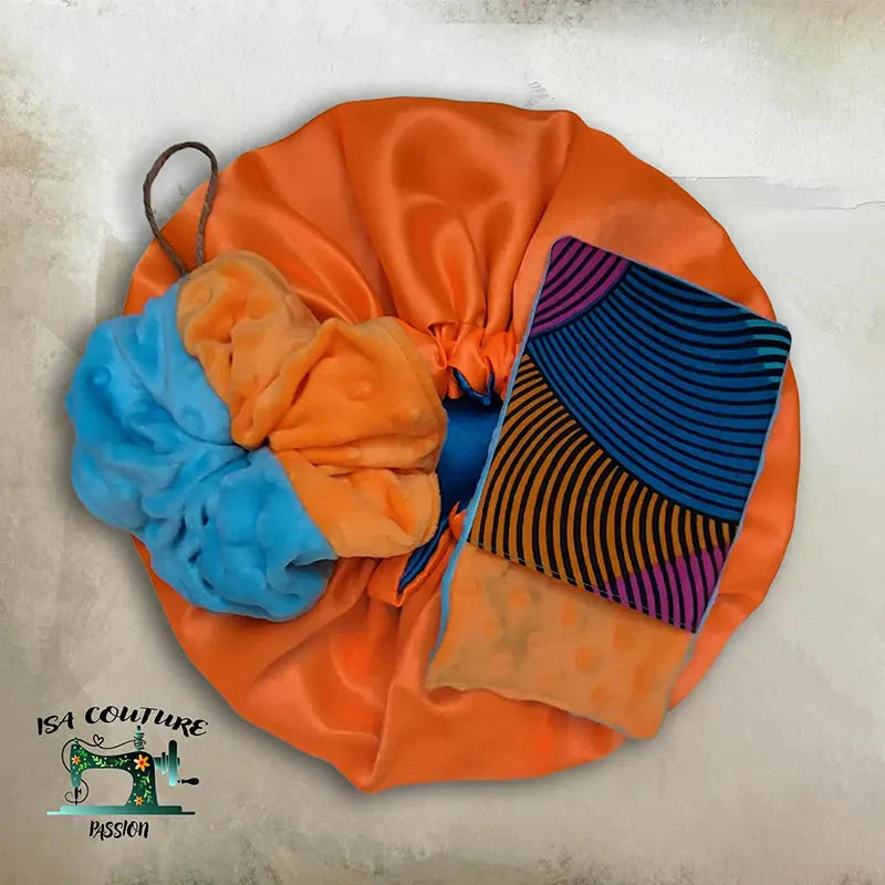 coffret soin du visage zéro déchet avec bonnet en satin, fleur de douche en minky et débarbouillette douce, accessoires écologiques et réutilisables pour cheveux et peau
