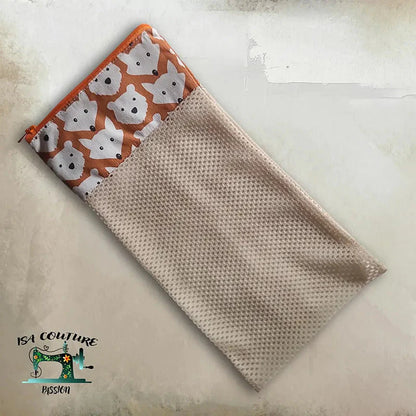 Filet de lavage beige à motifs animaux pour coffret bébé zéro déchet mes premiers pas