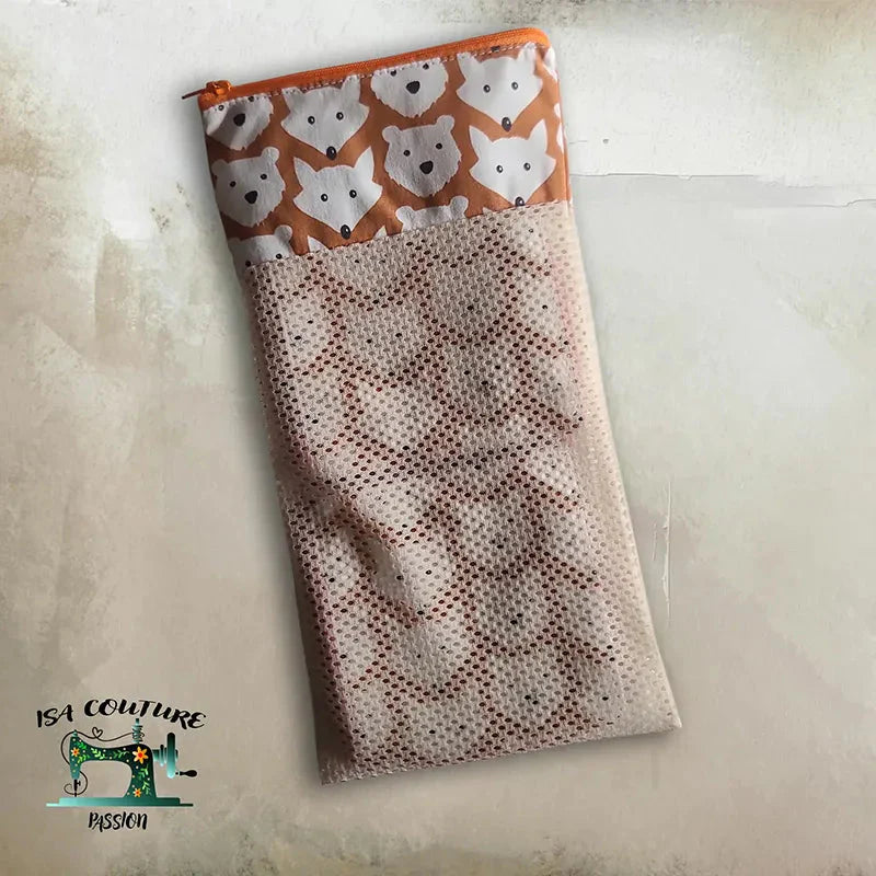 Filet de lavage écologique motif renard pour coffret bébé zéro déchet