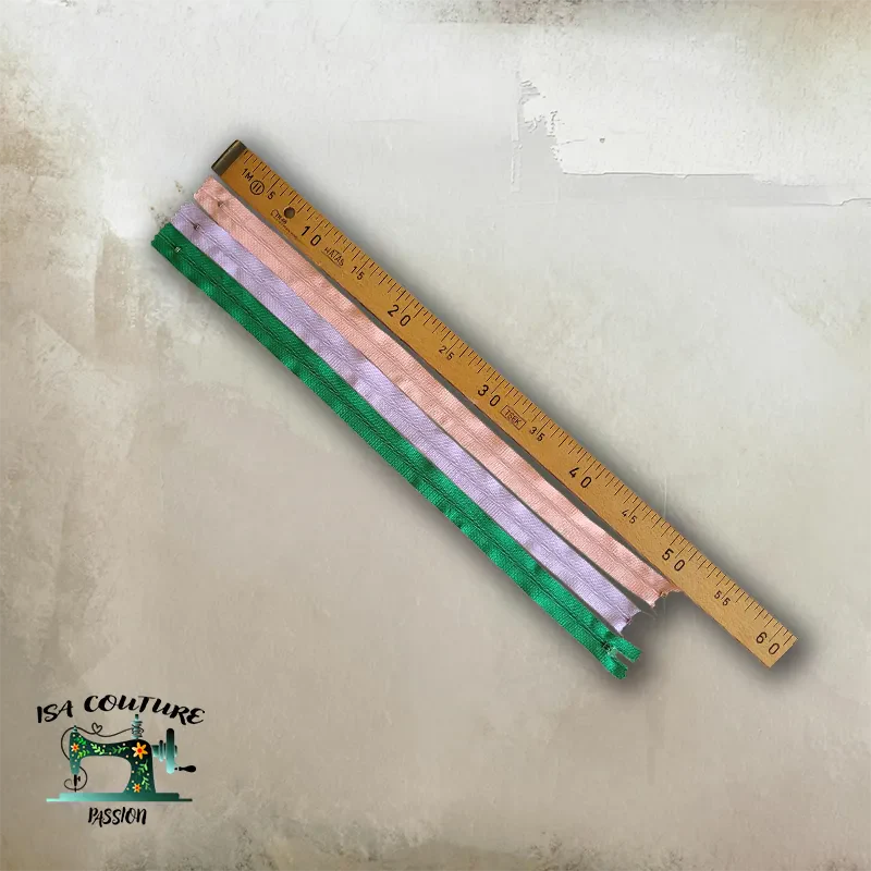 fermeture éclair à glissière non séparable 50 cm rose violet vert pour couture accessoires