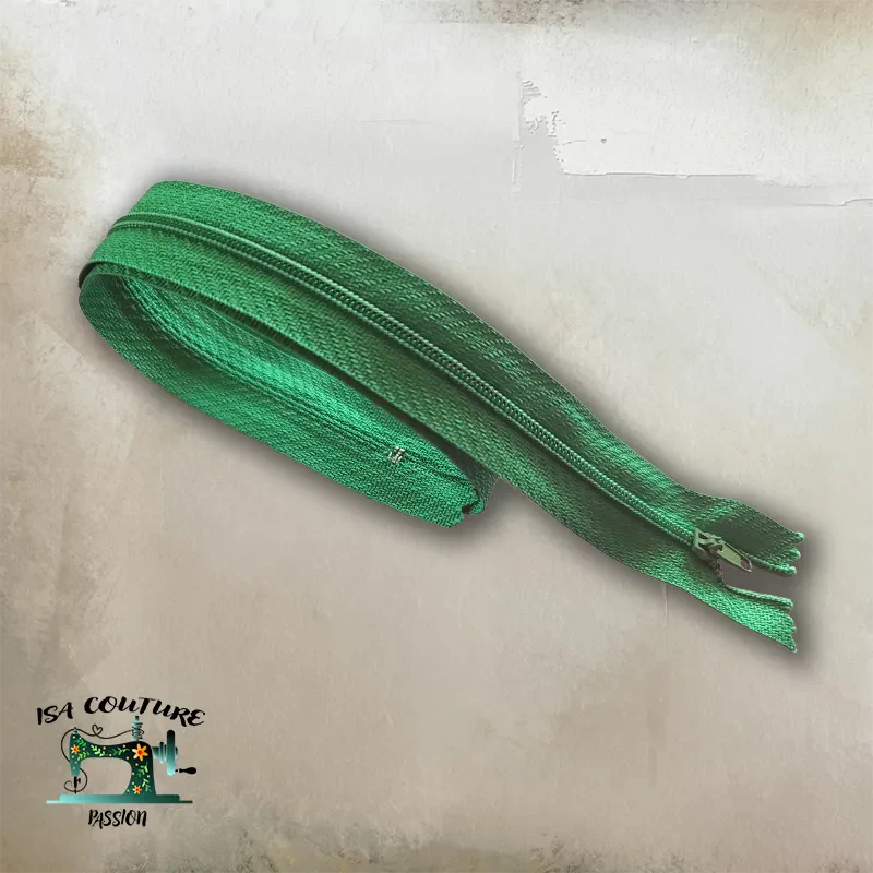 Fermeture éclair à glissière 50 cm non séparable vert foncé pour couture et accessoires