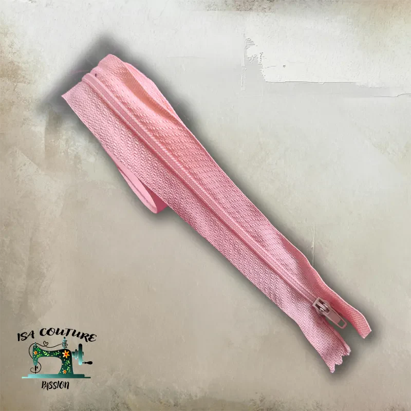 fermeture éclair à glissière rose pastel non séparable 50 cm YKK pour couture vêtements et accessoires