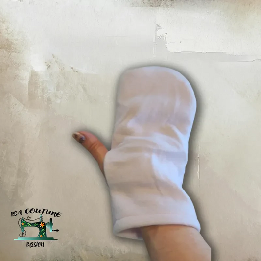 patron PDF exclusif moufle mitaine de toilette cousue main tissu blanc écologique zéro déchet
