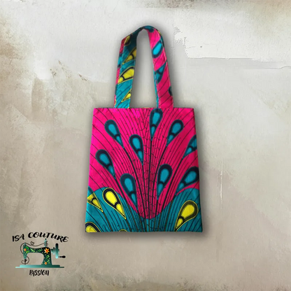 Sac fourre tout plume de paon en coton wax