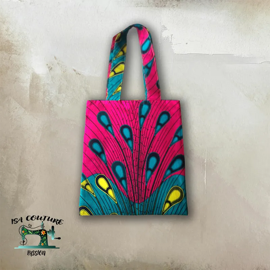 Sac fourre tout plume de paon en coton wax