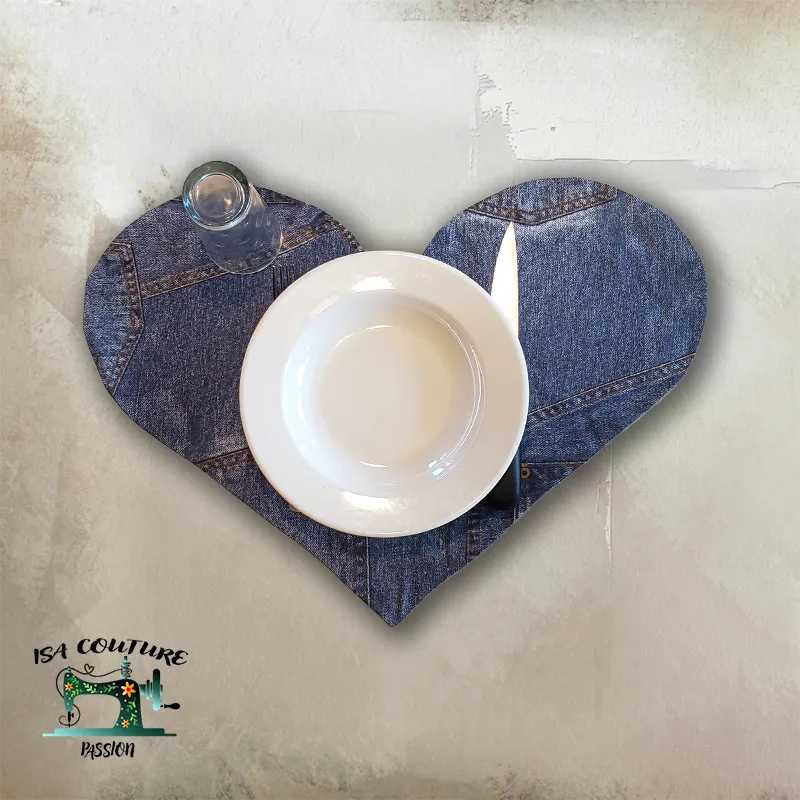 set de table en forme de coeur 51 x 38 cm - Isa couture passion