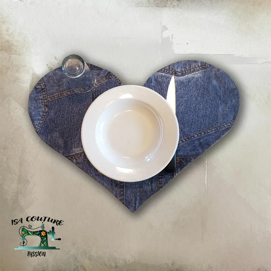 set de table en forme de coeur 51 x 38 cm - Isa couture passion