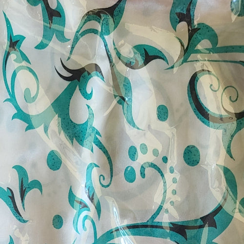 Sublime tissu satiné avec motifs floraux et oiseaux, marron, pour couture élégante.