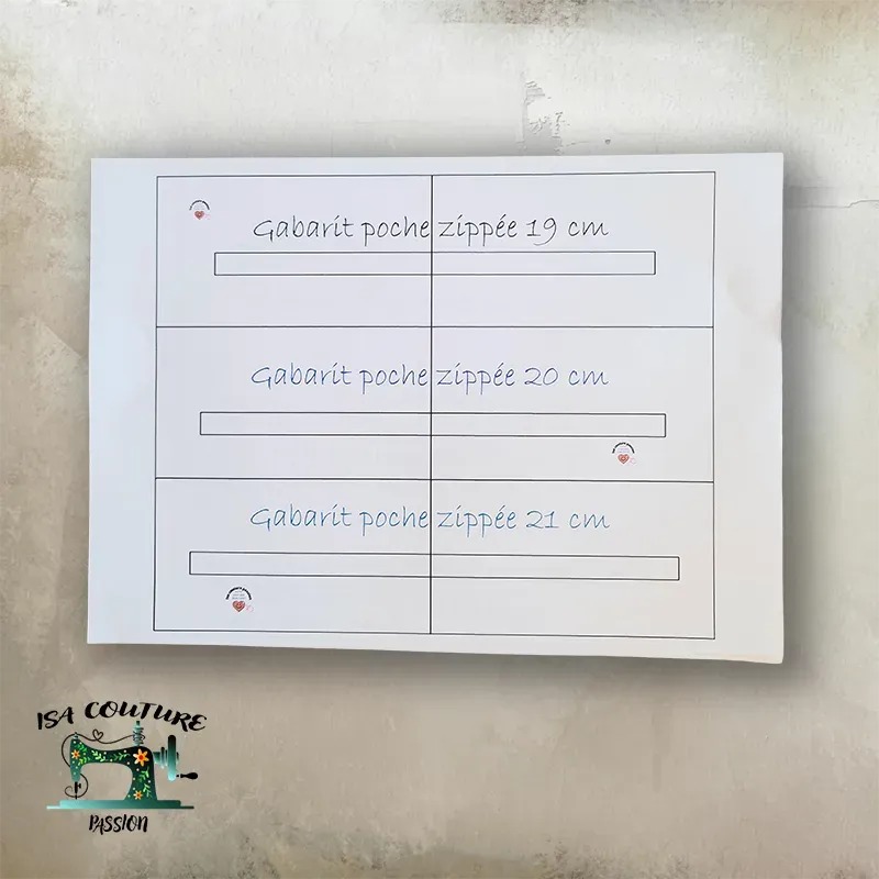 lot patrons ouverture et fentes poche zippée de 16 à 21 cm