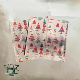 Furoshiki papier cadeau en tissu 🎁 motif sapin 🎄 en coton, réutilisable, format 35 x 37 cm, alternative écologique au papier cadeau.