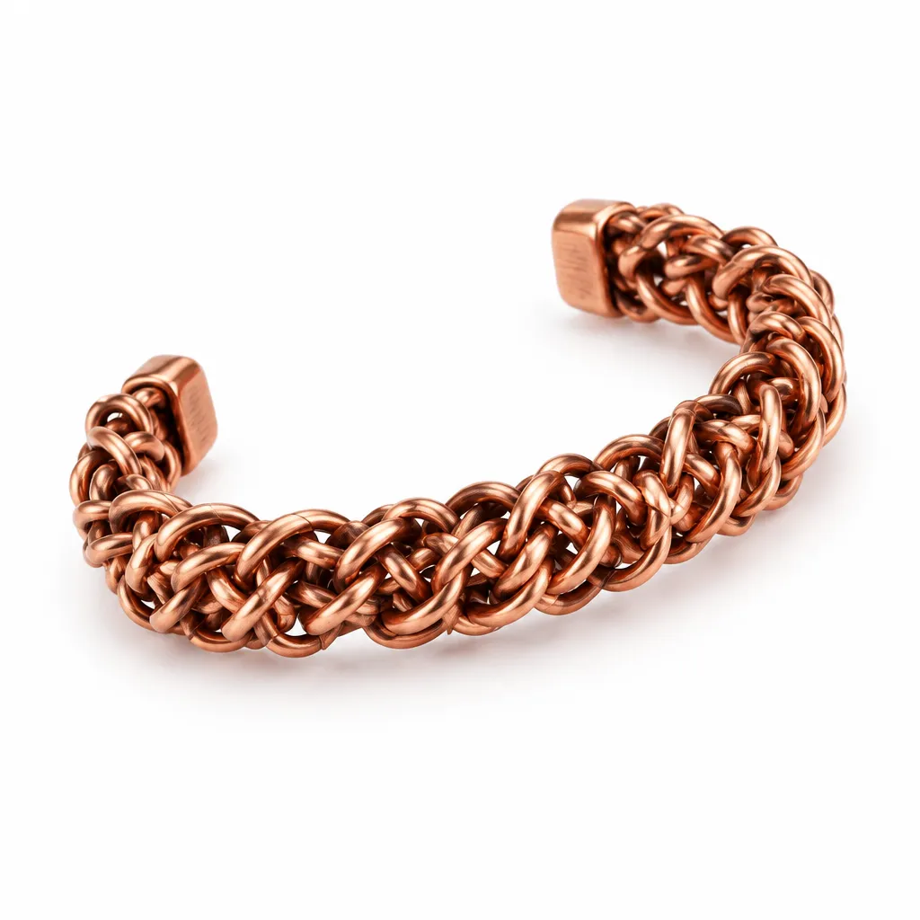 Bracelet jonc rigide en cuivre massif Elyne pour homme et femme.